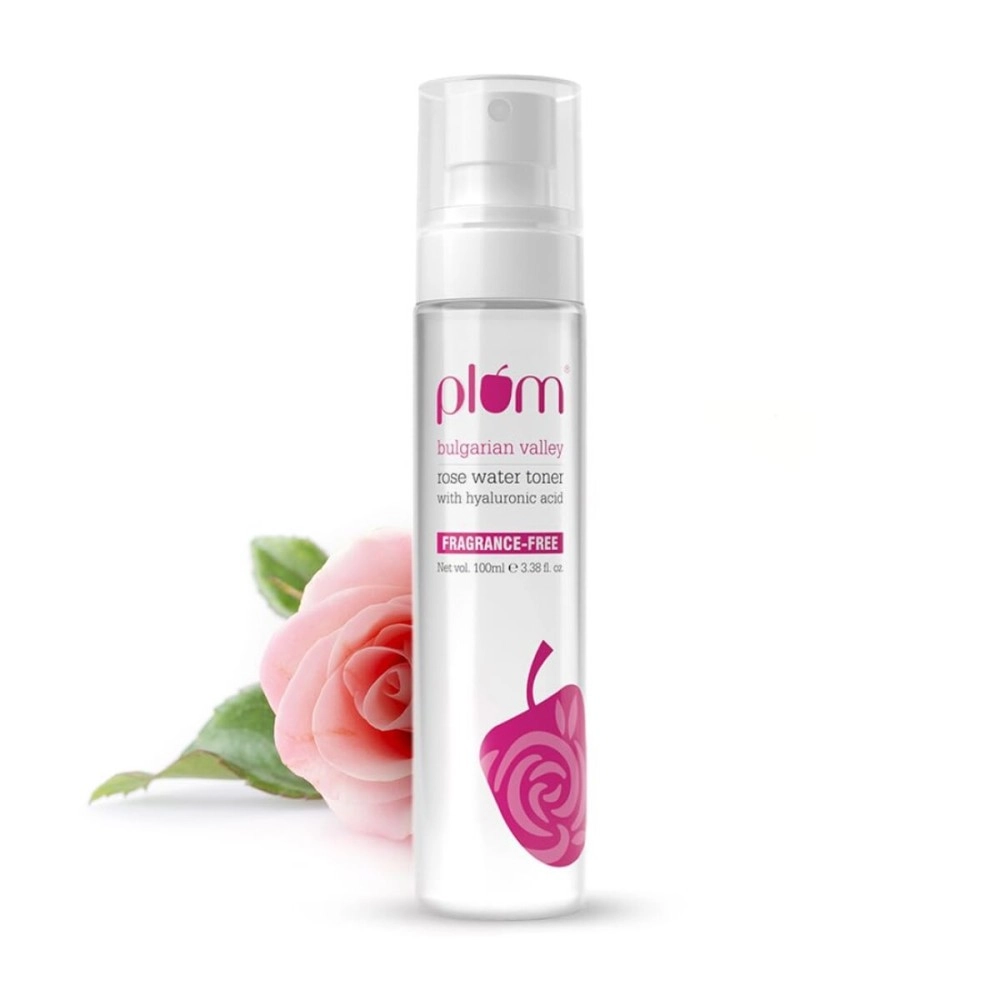 Plum Bulgarian Valley Rose Water Toner |with Hyaluronic Acid & Rose Extracts|100% Natural Rose Fragrance|Soothing and Pore Tightening|Balances Ph Levels | for All Skin Types (100 Ml, Pack of 1)