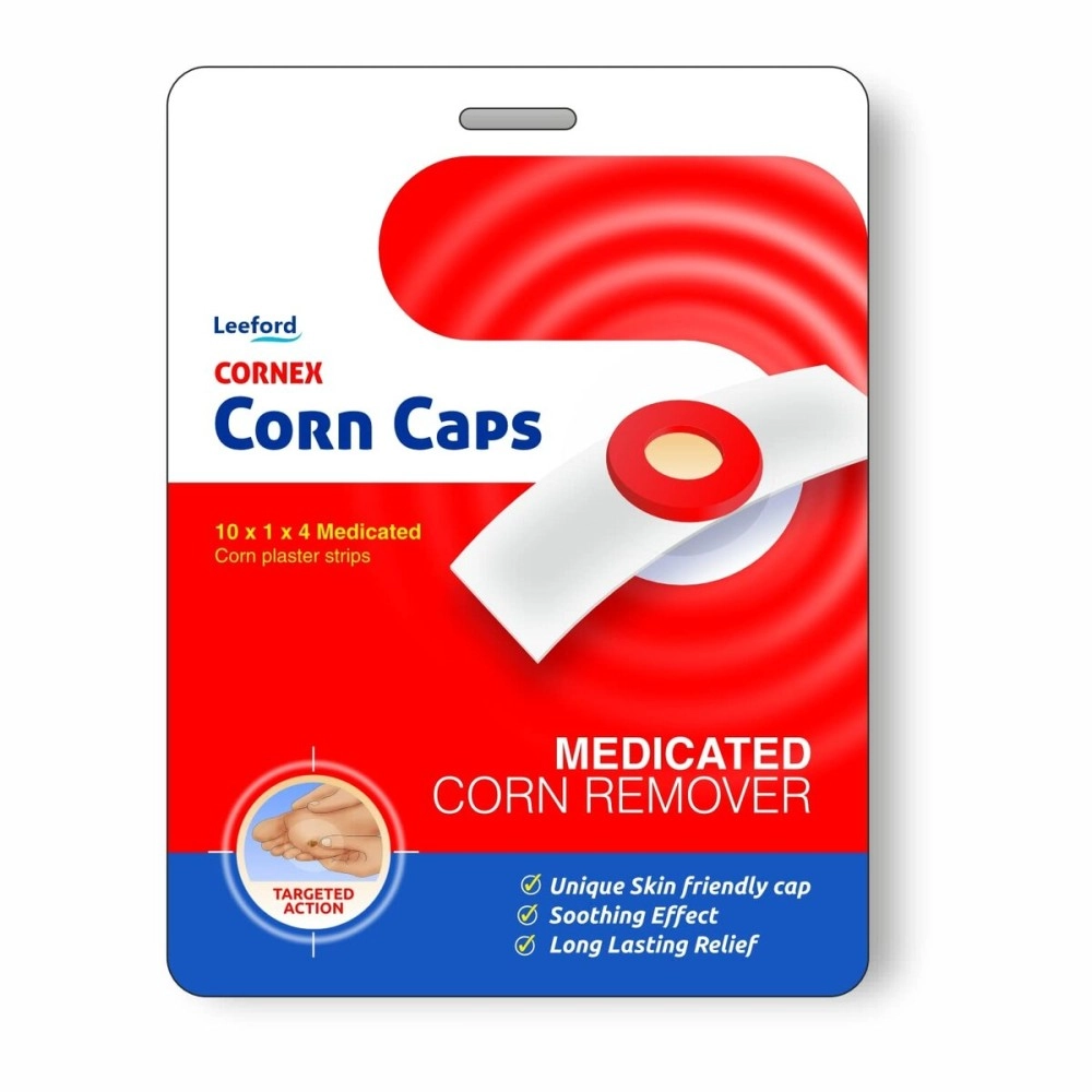 Leeford Cornex Corn Caps - 40 Strips | Corn Remover For Feet | Skin Friendly Corn Cap | Corn Caps for Foot Male & Female | Ayurvedic Corn Plaster | Medicated Corn Remover Cap