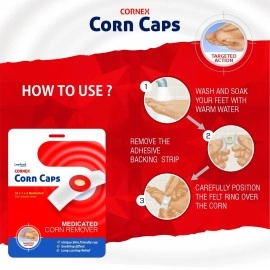 Leeford Cornex Corn Caps - 40 Strips | Corn Remover For Feet | Skin Friendly Corn Cap | Corn Caps for Foot Male & Female | Ayurvedic Corn Plaster | Medicated Corn Remover Cap