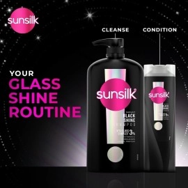 Sunsilk Black Shine, Shampoo, 1L, for Shiny, Moisturised & Fuller Hair, with Amla + Oil & Pearl Protein, Paraben-Free