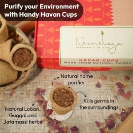 Nirmalaya Organic Havan Cups | Dhoop Cups for Pooja | (Havan Cups) 15 Count (Natural Rose)