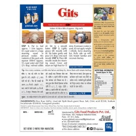 Gits Instant Rice Idli Breakfast Mix, Makes 45 per Pack, Pure Veg, Authentic South Indian Breakfast Recipe, 1500g (Pack of 3 X 500g Each)