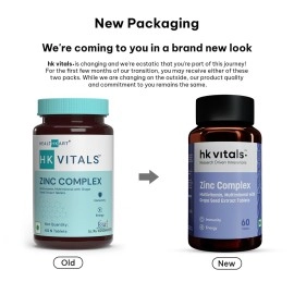 hk vitals Zinc Supplements (60 Tablets) | With Vitamin C, Vitamin D3, Multivitamin and Multimineral | Immunity Boosters For Adults