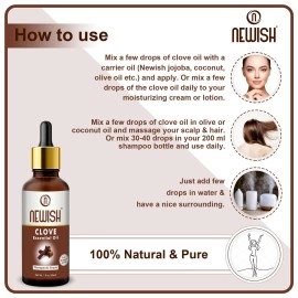 Newish Clove Oil 100% Pure & Natural, Undiluted, Best use Clove oil for Teeth Pain, Skin, Hair, Pimples, Acne, T Zone & Underarm - High Potency Premium Essential Clove Oil 30 ml