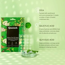 Quench Botanics Mama Cica Zit Away Treatment Patches | Hydrocolloid Acne Patches | Shrinks Pimples and Clears Pores | with Cica, Korean Ginseng, Lotus Root, Witch Hazel, and Tea Tree Oil (24 patches)
