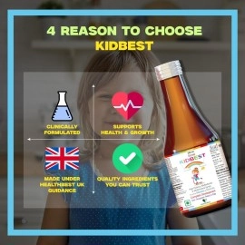HealthBest Kidbest Iron (Haematinic) Syrup | Zinc | Folic Acid | 200 ML