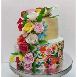 Tastycrafts Printed Edible Wafer Paper Sheets | Edible cake decorations | Floral Design Tie Dye Frosting Sheet | Cake Topper/Wrap | A4 Size (PWP022)