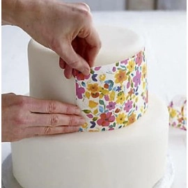 Tastycrafts Printed Edible Wafer Paper Sheets | Edible cake decorations | Floral Design Tie Dye Frosting Sheet | Cake Topper/Wrap | A4 Size (PWP022)