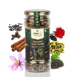 Hamiast Kashmiri Shahi Qawah (Kahwa) Green Tea with Saffron, Authentic and Traditional Blend,Without Sugar,100g Serves 50 Cups