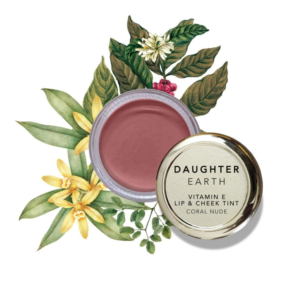 DAUGHTER EARTH Vegan Lip and Cheek Tint | Matte Natural Blush for Women | Lip Tint with Vitamin E | Nourishing Cheek Tint, 4.5g - Coral Nude