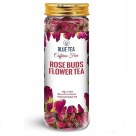 BLUE TEA - Rose Buds Tea - 30gm - 30 Cups | RICH VITAMIN-C | Beautiful Hair & Skin - Caffeine Free - 100% Natural - Flower Based - Herbal Tea - Vegan - Non-GMO | Featured In Shark Tank | Pet Jar Pack