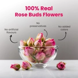 BLUE TEA - Rose Buds Tea - 30gm - 30 Cups | RICH VITAMIN-C | Beautiful Hair & Skin - Caffeine Free - 100% Natural - Flower Based - Herbal Tea - Vegan - Non-GMO | Featured In Shark Tank | Pet Jar Pack