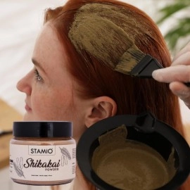 STAMIO Shikakai Powder 50 gm for Hair Wash, Pack, Mask, Shampoo, Scalp Care | Seedless Dried Acacia concinna | Natural Cleanser Conditioner | All Hair Types | In Jar 1.76 oz