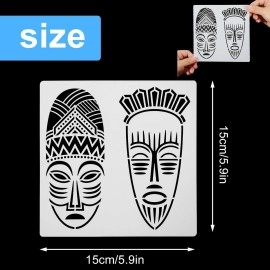 12 Pieces African Tribal Stencils for Painting on Wood African Tribal Painting Stencil Templates Reusable Plastic Art Craft Stencils for Scrapbooking Drawing DIY Furniture Wall Floor, 6 x 6 Inches