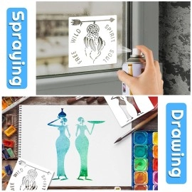 12 Pieces African Tribal Stencils for Painting on Wood African Tribal Painting Stencil Templates Reusable Plastic Art Craft Stencils for Scrapbooking Drawing DIY Furniture Wall Floor, 6 x 6 Inches