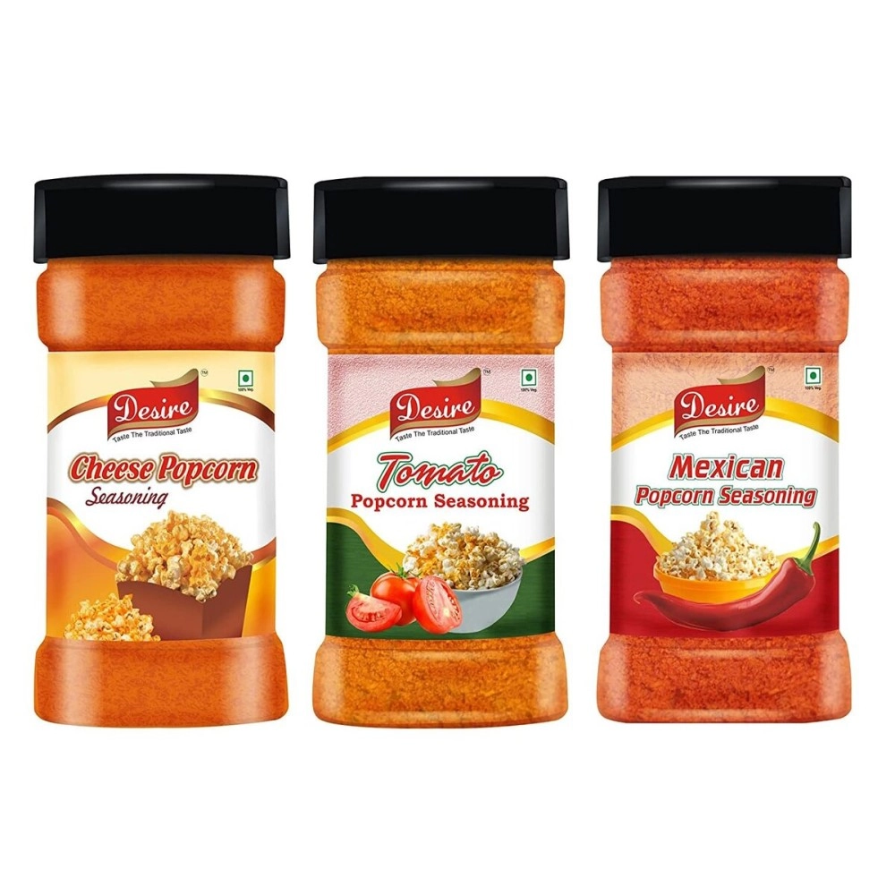 Desire Popcorn Seasonings Combo (Cheese,Tomato & Mexican) 200 Gram Each