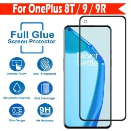 LINLO Tempered Glass Screen Protector Compatible for OnePlus 9R / OnePlus 9 / OnePlus 8T with Edge to Edge Coverage and Easy Installation Kit, Pack of 1, Black
