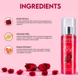 Jovees Herbal Rose Skin Toner For Refreshing Youthful Skin, Tightens Pores, Healthy Glow | Face Mist & Toner For Normal to Dry Skin | Paraben, Alcohol And Chemical Free- 200ml