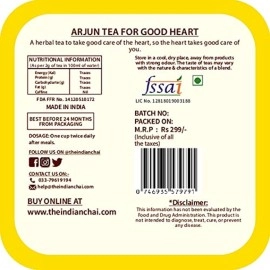The Indian Chai - Arjun Tea for Good Heart 15 Pyramid Tea Bags with Arjun Bark, Ashwagandha, Bhahmi, Shankhpushpi