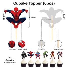Festiko Superhero/Avengers/Marvel Happy Birthday Theme Party Cake Cutting Decoration Up Cake Topper, Avengers Party Favors For Kids-Multicolor-18 Pieces