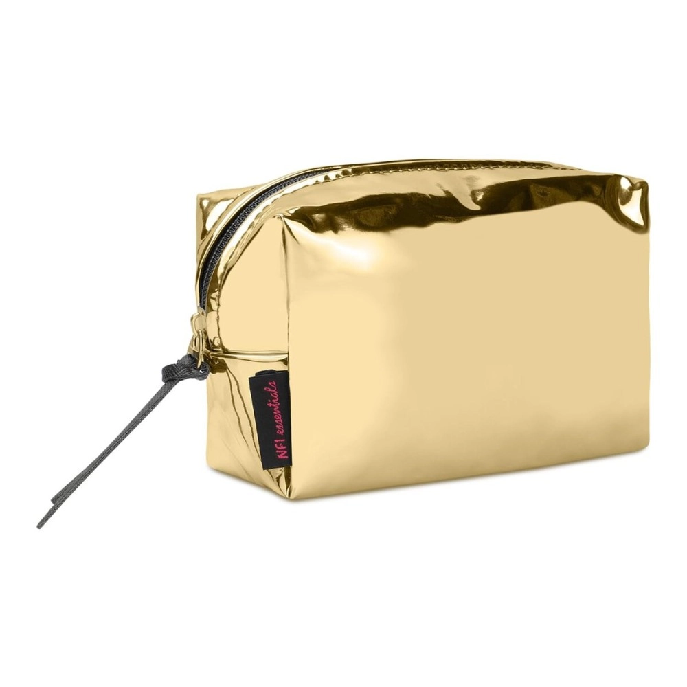 NFI essentials Metallica Glossy Makeup Pouch for Women Stylish Pouches for Makeup Accessories Storage Cosmetic Pouches Make up Bag for Girls (Gold)