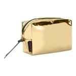 NFI essentials Metallica Glossy Makeup Pouch for Women Stylish Pouches for Makeup Accessories Storage Cosmetic Pouches Make up Bag for Girls (Gold)