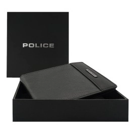 Police Waterline Men\'s Leather RFID Credit Card Wallet - Black, Black, Police Black Color Waterline Rfid Credit Card Wallet