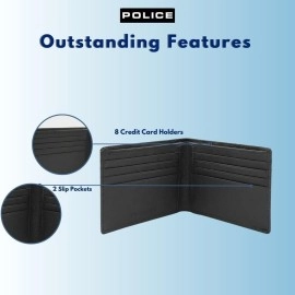 Police Waterline Men\'s Leather RFID Credit Card Wallet - Black, Black, Police Black Color Waterline Rfid Credit Card Wallet