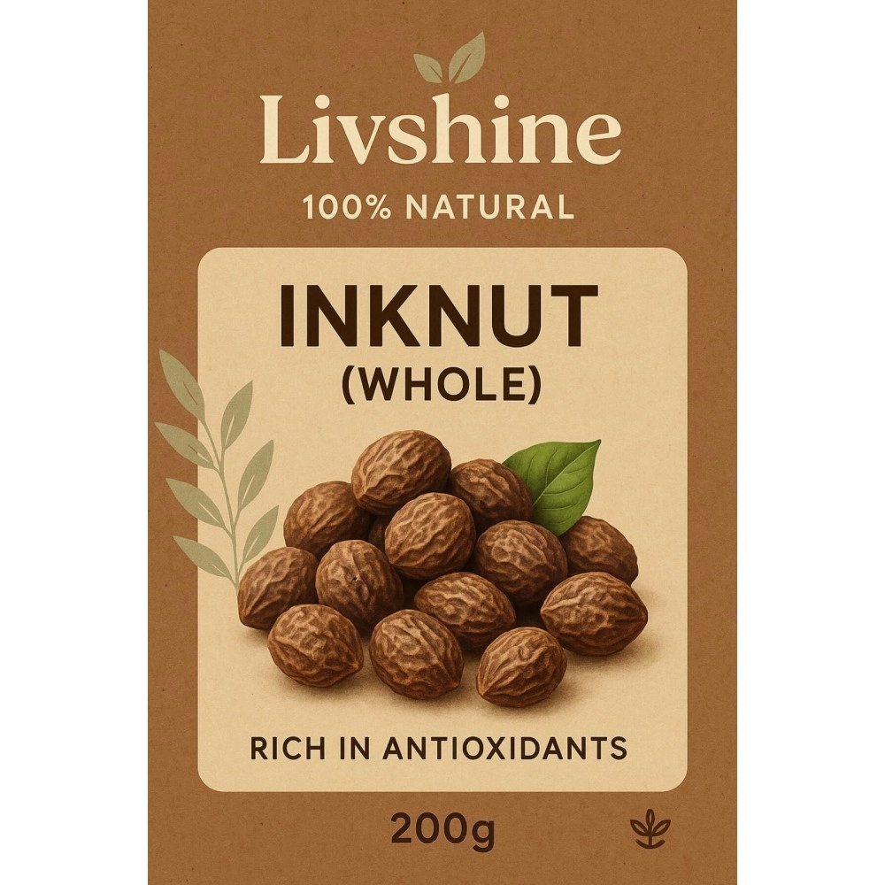 LivShine Natural Dried Whole Haritaki/Harad/Inknut for Dark Circles 200Gm