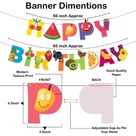 Festiko Tutti Frutti Happybirthday Fruits theme Party Decoration Banner/Bunting,Tutti Fruttis party Favors for Kids Birthday Decoration(Banner/Bunting with Ribbon)