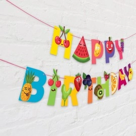 Festiko Tutti Frutti Happybirthday Fruits theme Party Decoration Banner/Bunting,Tutti Fruttis party Favors for Kids Birthday Decoration(Banner/Bunting with Ribbon)