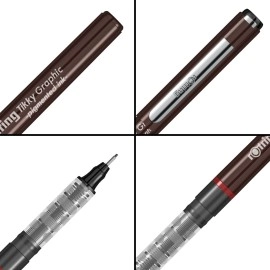 Rotring 0.8mm Line Thickness Tikky Graphic Fineliner with Black Pigmented Lightfast And Water Resistant Ink For Long Life Drawings, Sketching, Non-Refillable, 5 Pens of 0.8 mm Each