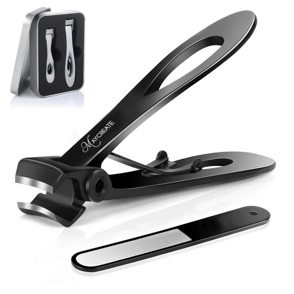 MAYCREATE Nail Cutter for Men Toe Nail Cutter for Thick Nails Cutting Clipper Trimmer for Women Wide-Opening Sharp Jaws Stainless Steel Large Nail Clippers Set with Nail File