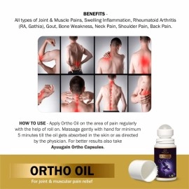 Ayuugain Ayurvedic Ortho Pain Relief Oil for Joint, Knee & Back Pain | Orthopedic Pain Relief Massage Oil | Effective and Long-lasting Pain Relief Roll-On - 50 ML