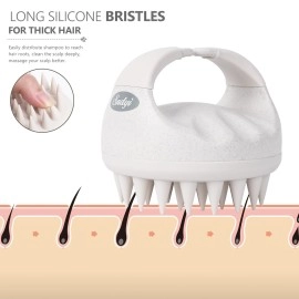 Sndyi Soft Silicone Scalp Massager for Dandruff Removal and Hair Growth - Wet Dry Scalp Exfoliator Brush for Scalp Care - Beige