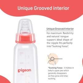 Pigeon Peristaltic Baby Nursing/Feeding Bottle KPP LL,for 12+ Month Babies,BPA Free,BPS Free,Square Base,Red,240 ml