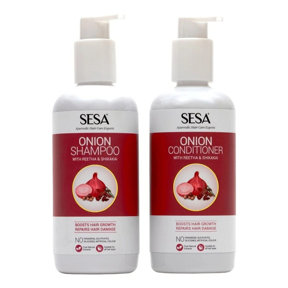 Sesa Onion Anti-Hair Fall Combo for Complete Hair Care| Onion Shampoo - 300ml + Onion Conditioner - 300 ml