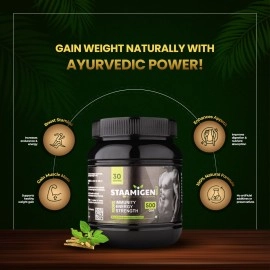 ALPHA AYURVEDA Staamigen Malt - Ayurvedic Weight Gainer for Men with Natural Ingredients to Boost Muscle Mass, Stamina, Appetite, and Overall Wellness - 1 Kg - 2 x 500 grams Tubs, 2 count
