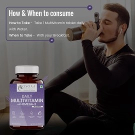OSOAA Daily Multivitamin with Omega 3 & Probiotics - 60 Veg Tablets | 53 Vital Vitamins & Minerals with Zinc, Vitamin C, Vitamin D, Vitamin B12, and Multiminerals - Supports Immunity & Gut Health