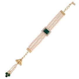 I Jewels Indian Festival Designer Bhaiya Bhabhi Hanging Lumba Rakhi Combo Set for Rakshabhandan Special (R010G-CO)