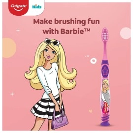 Colgate Kids Barbie Manual Toothbrush, Extra Soft With Tongue Cleaner, Kids Toothbrush Ideal For 5+ Years Kids, Multi Colour(Combo Pack Offer Of 3)