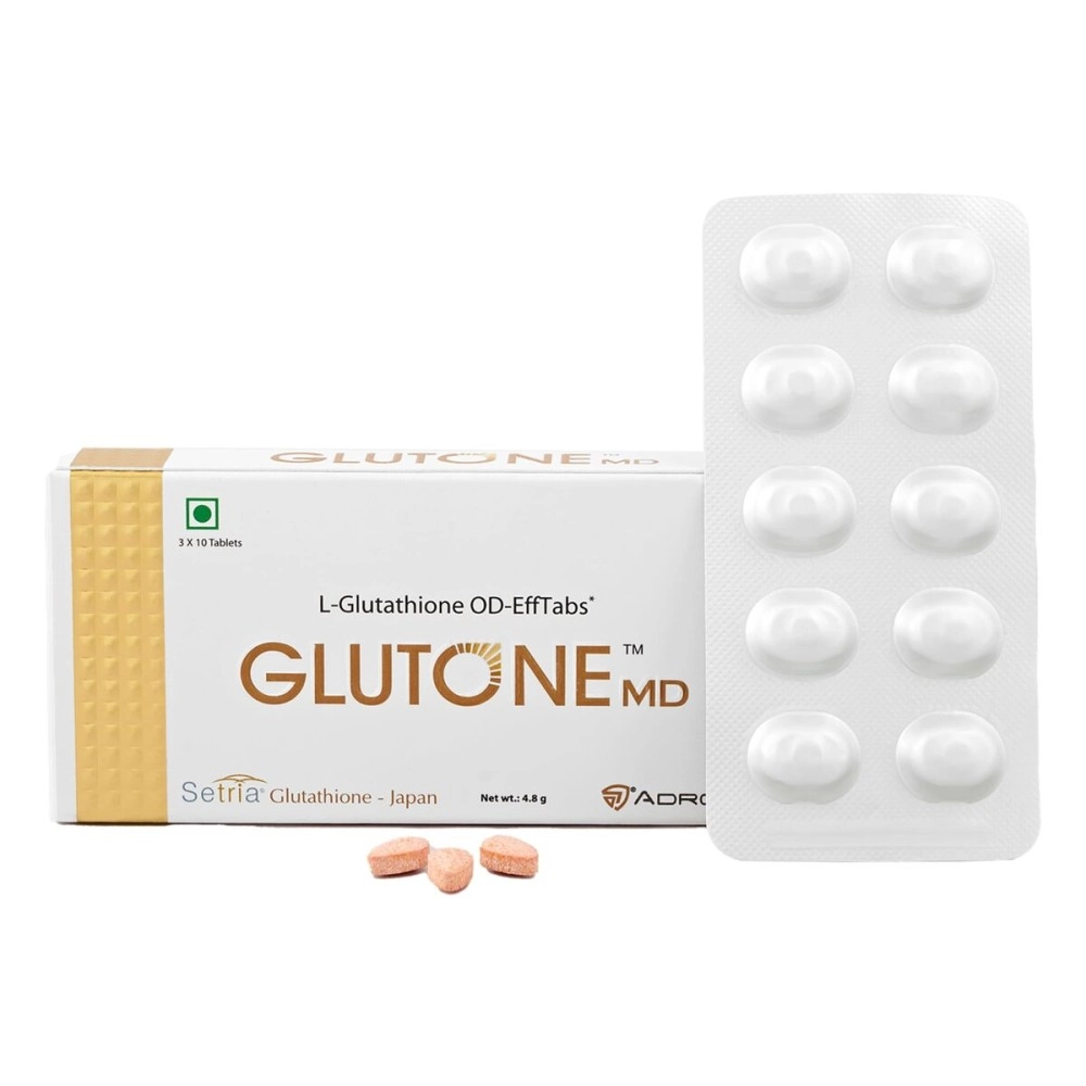 Glutone MD - Glutathione Mouth-Dissolving Tablets| Made with Setria L-Glutathione (Japan) 100mg| Radiant Glow & Even Skin Tone| Pack of 30 Tablets (Orange)
