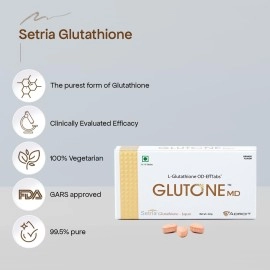 Glutone MD - Glutathione Mouth-Dissolving Tablets| Made with Setria L-Glutathione (Japan) 100mg| Radiant Glow & Even Skin Tone| Pack of 30 Tablets (Orange)