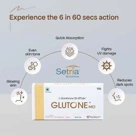 Glutone MD - Glutathione Mouth-Dissolving Tablets| Made with Setria L-Glutathione (Japan) 100mg| Radiant Glow & Even Skin Tone| Pack of 30 Tablets (Orange)