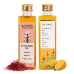 Auravedic Kumkumadi Tailam & Vitamin C Face Oil, Pack of 2 (100ml Each), Glow-Boosting Face & Body Oil With Rosehip For Bright, Radiant Skin, After Bath Daily Use