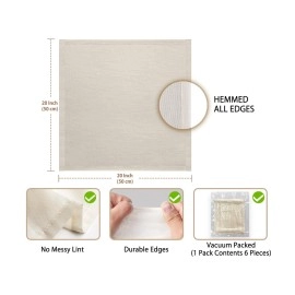 Olicity Cheese Cloths, 6PCS, Grade 100,20x20Inch Hemmed Cheese Cloth Fabric Reusable Fine Mesh Cloth Strainer, 100% Cotton Unbleached Precut Muslin Cheesecloth for Straining, Cooking, Yogurt, Juicing