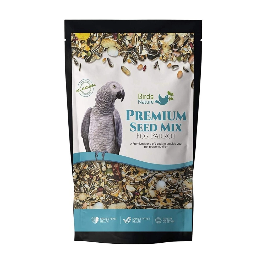 BirdsNature Premium Seed Mix Food for African Greys Parrot , Senegals, Amazons, Electus, Small Cockatoos, Conures , Caiques & Exotic Birds(1000g)