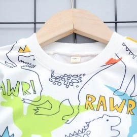 Googo Gaaga Boy\'s Cotton Printed Sweatshirt With Joggers In White Color (2-3 Years)