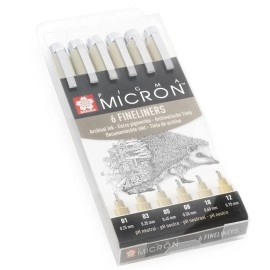 Sakura Pigma Micron - Pigment Fineliner Pens - 01/03/05/08/10/12 - Wallet of 6 - Black Ink