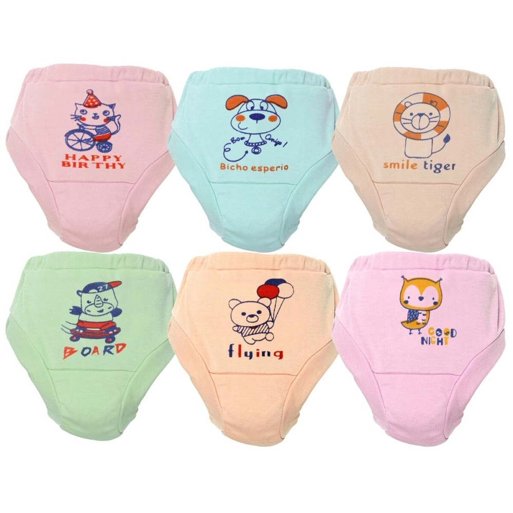 MOM CARE Baby Cotton Panties Girls Boys Unisex V Shape with Elastic Soft Cotton for Baby Care Multi Colored(Combo Pack of 6), Multicolour, 12-18 M